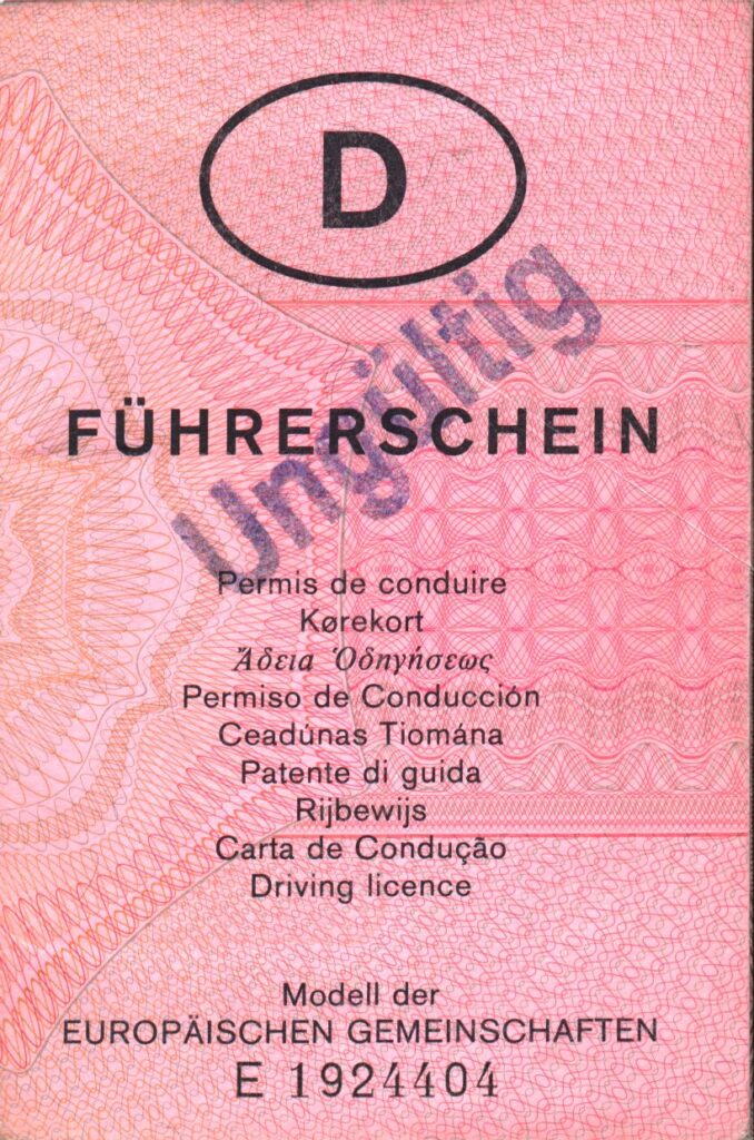 Obsolete pink German driver's license