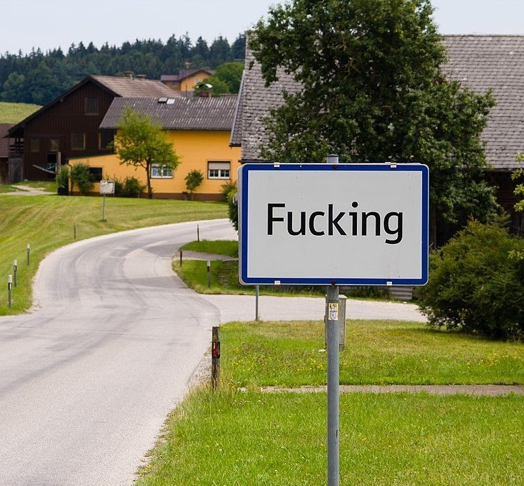 Town sign of Fucking, Austria